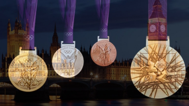 Las medallas de oro, plata y bronce.