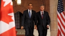02/2009. Obama, con el primer ministro canadiense Stephen Harper en Ottawa, en su primer viaje al extranjero como presidente. Foto: EFE title=