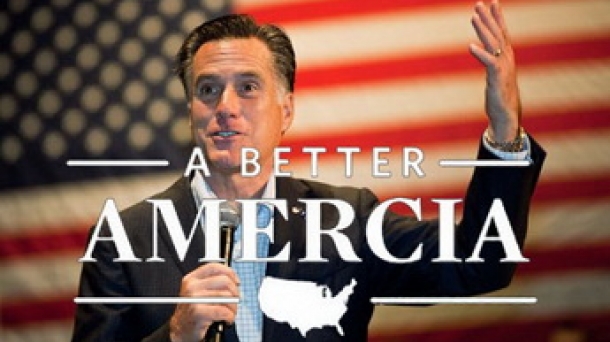 Romneyren taldeak egindako kanpainaren lelo okerra. Argazkia: Amercia.com