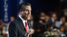 Mitt Romney durante el discurso en el que acepta la candidatura a la Presidencia. Foto: EFE title=