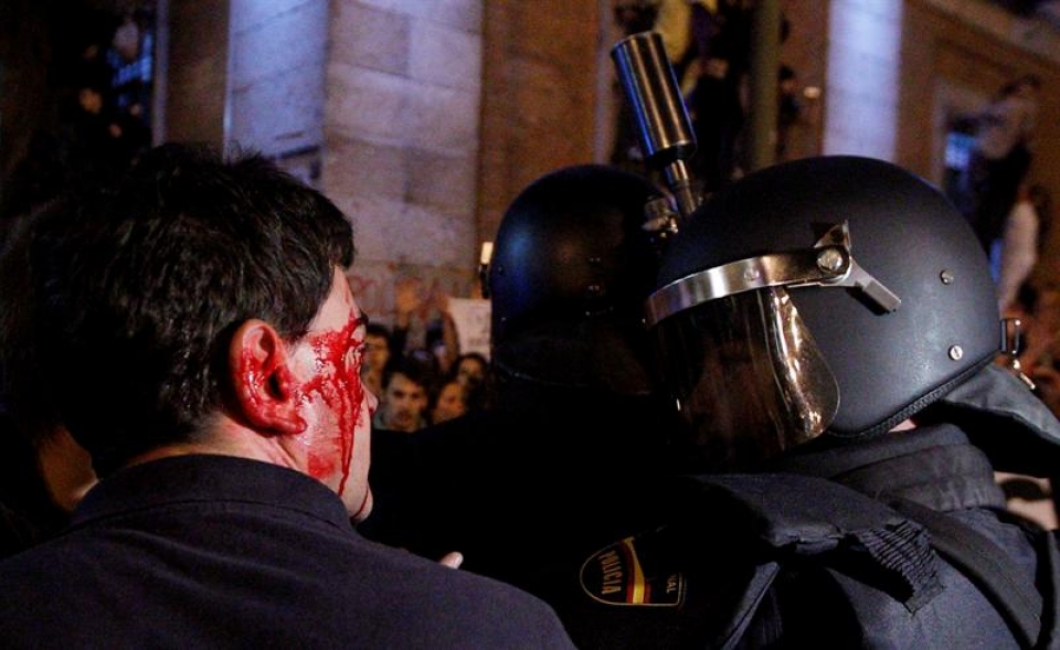 Batalla campal en Madrid. Foto: EFE