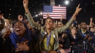 Seguidores de Obama celebran los buenos resultados. EFE title=