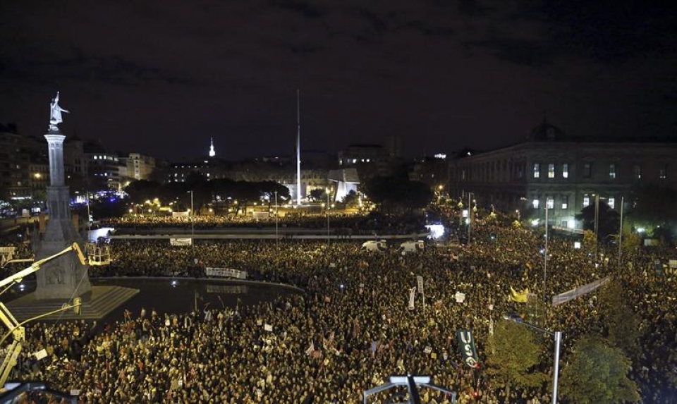 Manifestación en la plaza Colón de Madrid. Foto: EFE