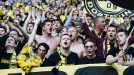 Los aficionados del Borussia Dortmund en la grada de Wembley. Foto: EFE title=
