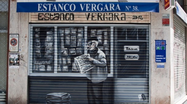 Mural realizado por Arte Factory en el Estanco Vergara de Amara (Donostia). Foto: Arte Factory