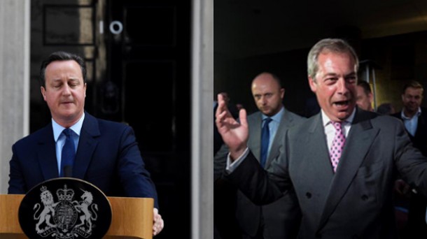 David Cameron Erresuma Batuko lehen ministroa eta Nigel Farage UKIPeko buruzagia. Argazkia: EFE