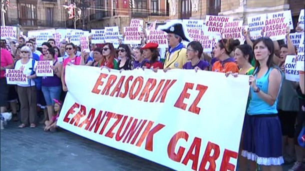 Una de las concentraciones de la pasada semana contra las agresiones sexuales en Bilbao. Foto: EiTB