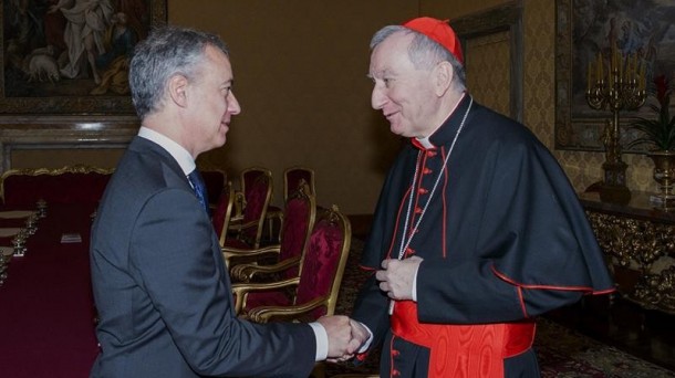 Iñigo Urkullu y el secretario de Estado de la Santa Sede, Pietro Parolin, en 2017.