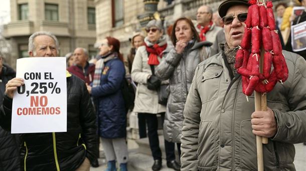 Protesta de los pensionistas en Bilbao. EFE