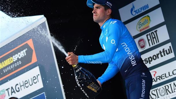 Mikel Landa, Tirreno-Adriatikoko etapa garaipena ospatzen. Argazkia: Efe.