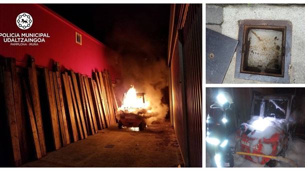 Las llamas han causado importantes daños. Foto: Policía Municipal de Pamplona y Bomberos de Navarra