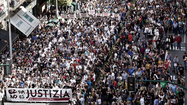 Manifestación llevada a cabo en Pamplona a favor de los jóvenes de Alsasua. Imagen de archivo: EFE