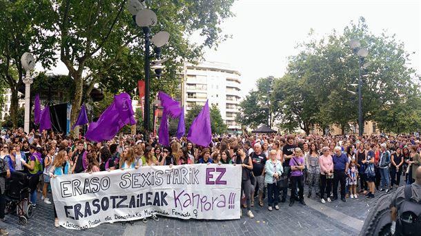 Fotografía de archivo de la manifestación convocada por el grupo feminista en Donostia.