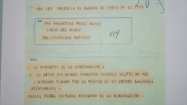 Telegrama de Manuel Fraga