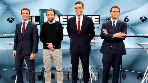 Pablo Casado, Pablo Iglesias, Pedro Sánchez y Albert Rivera