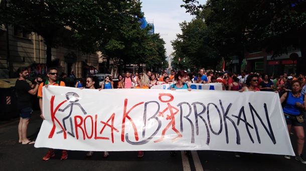 Una manifestación de los trabajadores y trabajadoras de los polideportivos de Bizkaia.