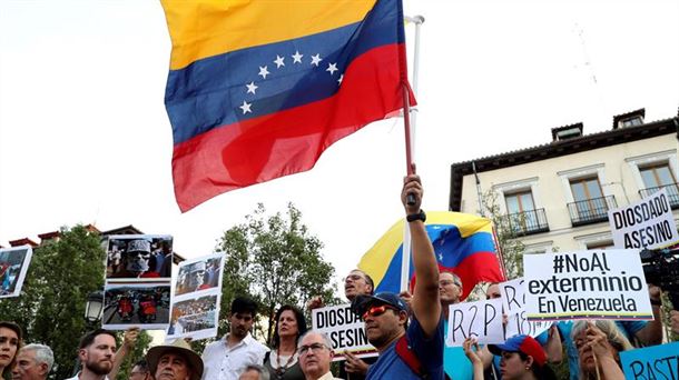 Manifestación de venezolanos residentes en Madrid. Foto: EFE