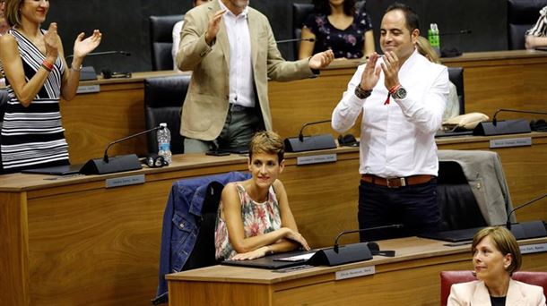 María Chivite nada más ser investida presidenta de Navarra. Foto: EFE