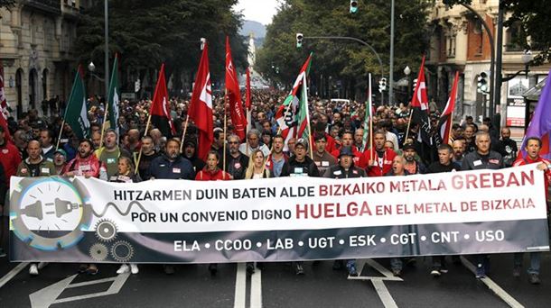 Imagen archivo de una manifestación de los trabajadores del Metal en Bilbao.