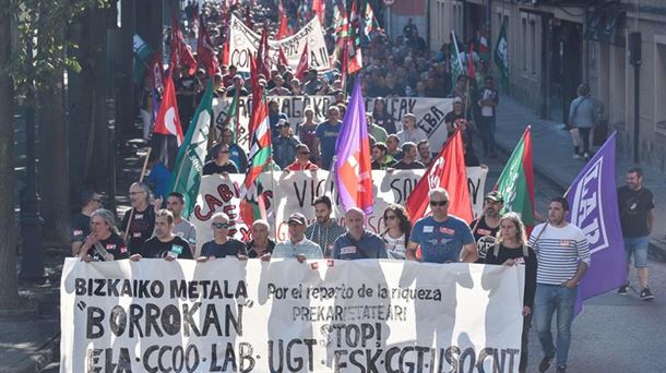 Imagen de archivo de una protesta de trabajadoras y trabajadores del sector del Metal. Foto: EFE. 