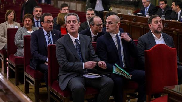 Los líderes independentistas catalanes durante el juicio.