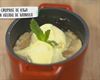 Crumble de kiwi con helado de vainilla