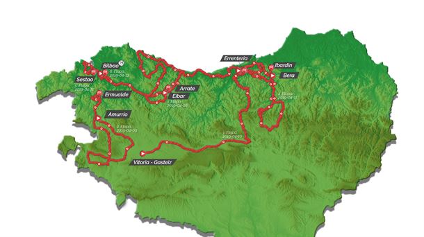 Euskal Herriko Itzuliko etapen mapa