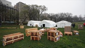 Levantan un hospital de campaña en el Central Park de Nueva York