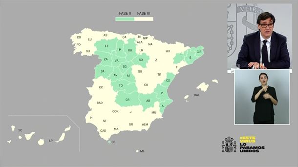 Honela geratu da Espainiako Estatuko mapa, faseei dagokienez
