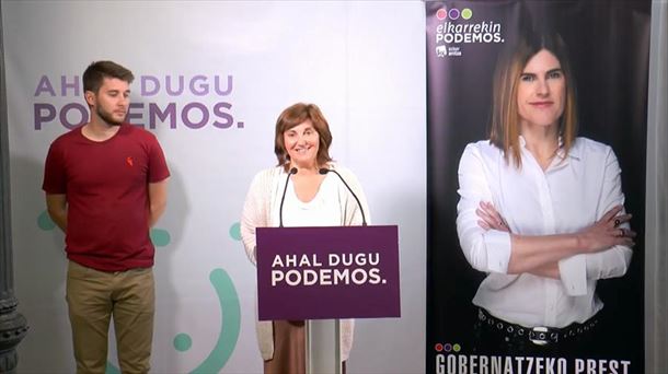 Pilar Garrido, coordinadora de Podemos Euskadi, hoy. Foto: EFE. 