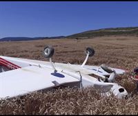 Dos heridos en el aterrizaje de emergencia de una avioneta ligera en Navarra