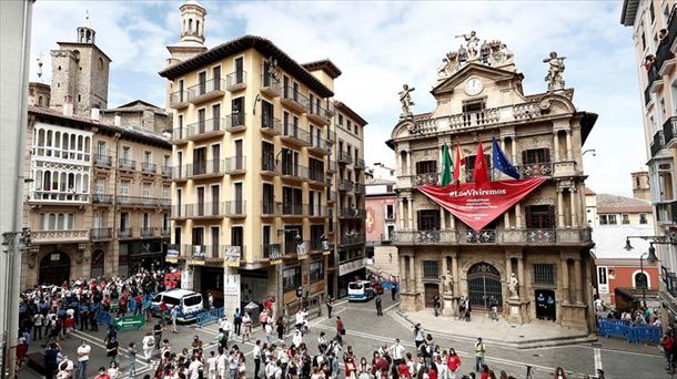 Ayuntamiento de Pamplona en los Sanfermines 2020. Foto: EFE.