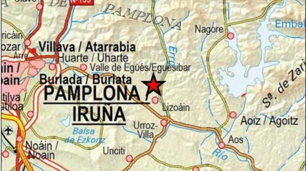 Mapa del temblor registrado en la cuenca de Pamplona. 