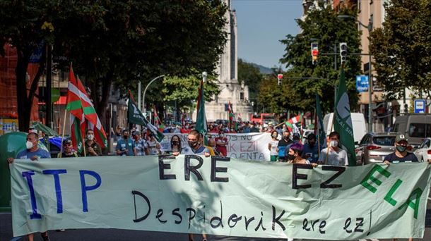 Manifestación de los trabajadores de ITP Aero en Bilbao