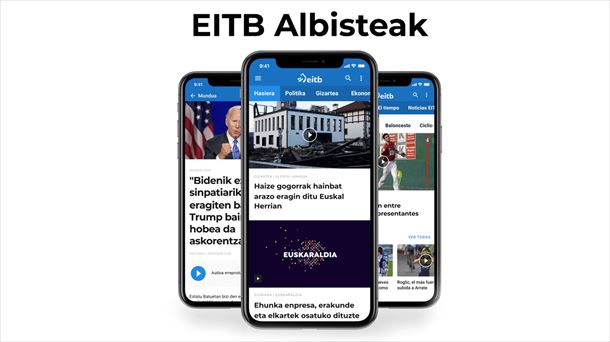 Diseño de la app 'EITB Albisteak', que incluye toda la actualidad y estará disponible en unos días.
