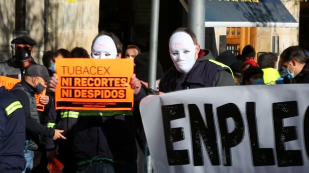 Una protesta de los trabajadores de Tubacex.