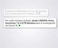 Laboral Kutxa donará 1 euro a EITB Maratoia por cada mensaje de WhatsApp recibido