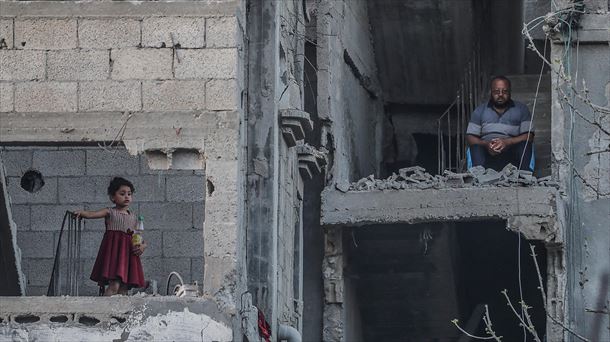 Vista de las casas destruidas en la ciudad de Beit Hanoun, en el norte de Gaza