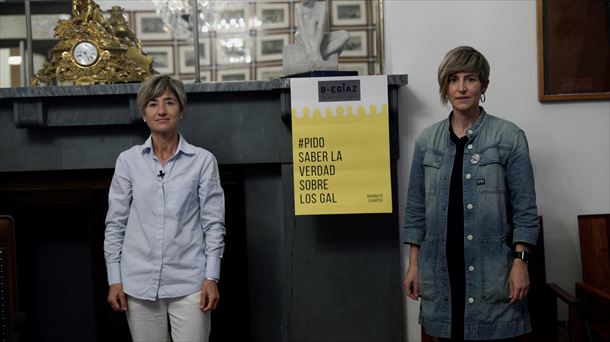 Pili Zabala y María Jauregi en la presentación de la plataforma B-Egiaz.