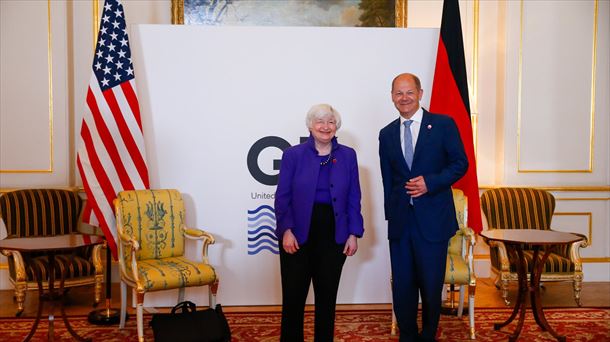 La secretaria del Tesoro de EE. UU. Janet Yellen y el ministro de Finanzas alemán Olaf Scholz.