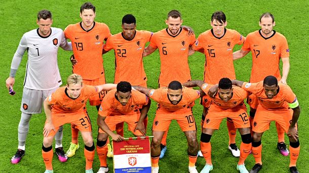 La selección de Países Bajos en la Eurocopa 2020. Foto: EFE