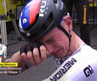 El llanto de Mohoric tras su victoria de etapa en el Tour