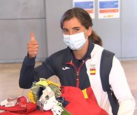 La llegada de la medallista Maialen Chourraut a Barajas