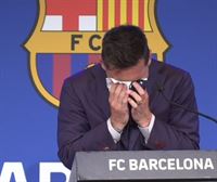 Lágrimas de Messi en su despedida del Barcelona