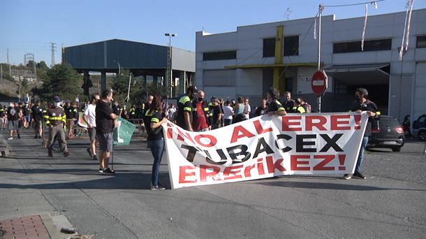 Protesta de los trabajadores de Tubacex. Imagen de archivo: EITB Media
