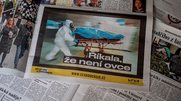 Detalle de la campaña del Ministerio de Sanidad checo. Foto: EFE