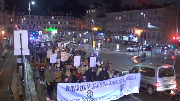 Demonstration in Baiona.  Image: EITB Media
