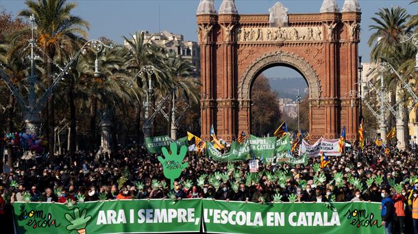 Manifestación convocada por Somescola en Barcelona. Foto: EFE
