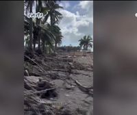 Tongako hiriburuaren suntsipenaren lehen irudiak, erupzioaren eta ondorengo tsunamiaren ondoren