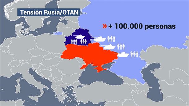 Despliegue ruso en las fronteras ucranianas. Imagen obtenida de un vídeo de EiTB Media.